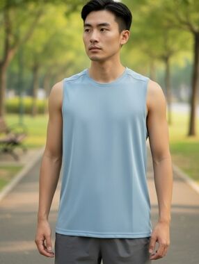 VRST Mens Tank Top XL Accelerate Shoreside Blue Reflective Running Athletic NWT